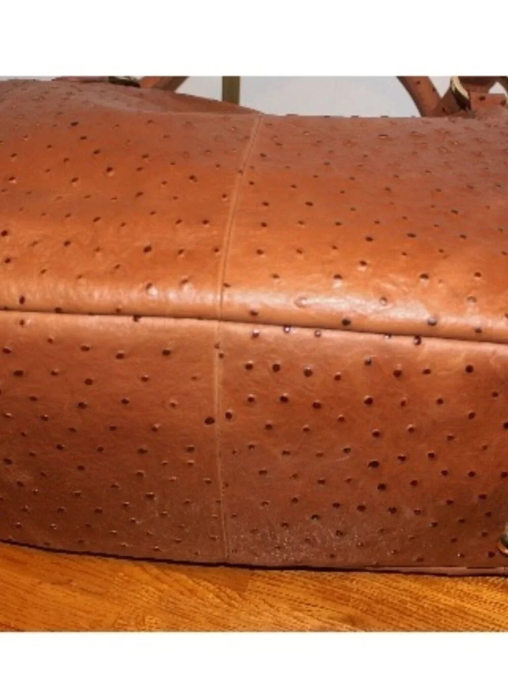 New $378 Gili G.I.L.I Cognac Ostrich Embossed Roma 2 Tote Shoulder Bag w Tassel - Picture 5 of 8